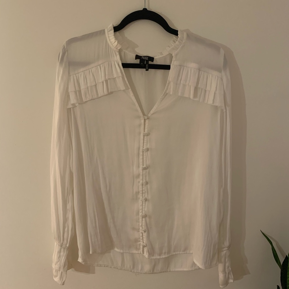 Ruffled Tuxedo Silk Blouse